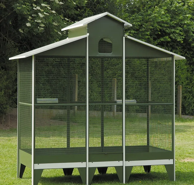 Grande volière NR17 vert toit blanc 217x110x227cm