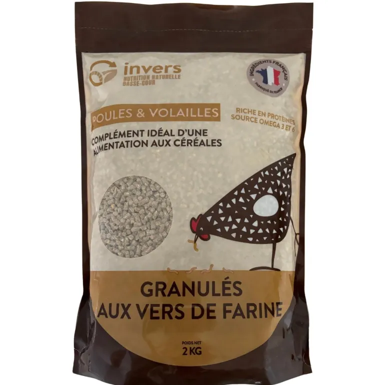 Granulés aux vers de farine pour poules et volailles 2kg