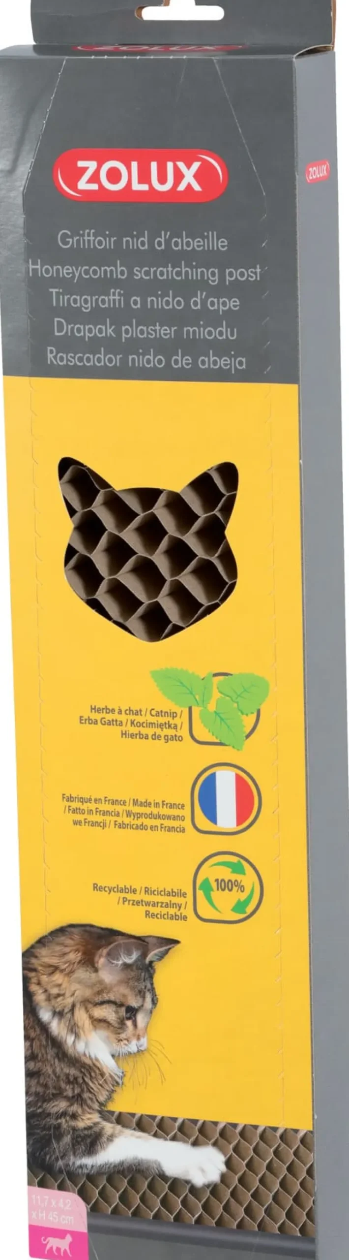Griffoir nid d'abeille + Catnip en carton H.45 cm ZOLUX