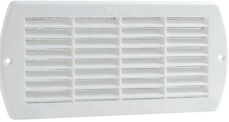 Grille à encastrer ABS + moustiquaire blanc 6,1x13 cm
