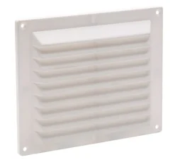 Grille à visser en ABS + anti-moustique blanc 14.6x17.5 cm