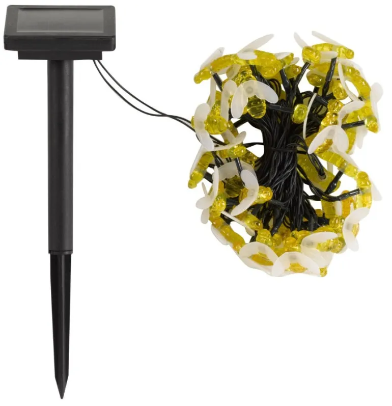 Guirlande solaire Abeilles 50 LED blanc chaud 6,9m