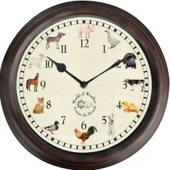 Horloge musicale sons des animaux de la ferme ronde Ø30cm