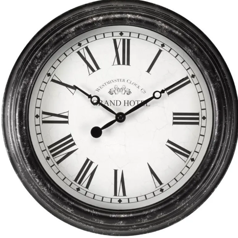 Horloge Biarritz style ancien ronde Ø30 cm noir