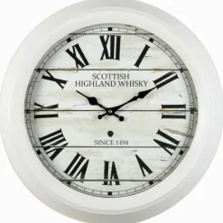 Horloge scottish ronde Ø47cm blanc