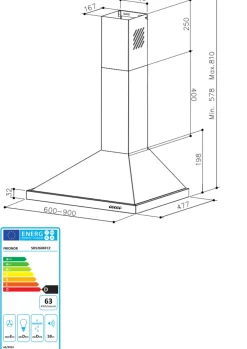 Hotte pyramide inox 60cm + filtres