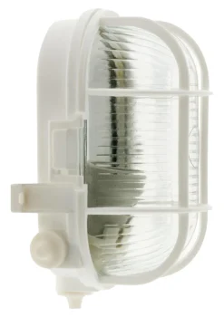 Hublot ovale blanc socle plastique grille de protection 60W