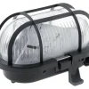 Hublot ovale noir socle plastique grille de protection 60W