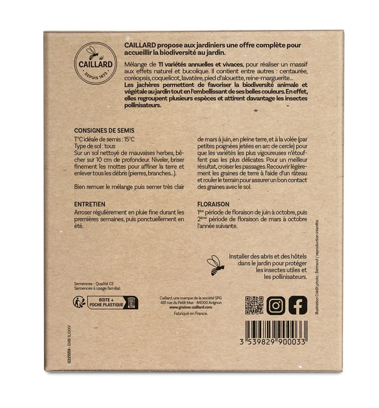 Jachère Fleurs des Champs 100g+180g vermiculite CAILLARD