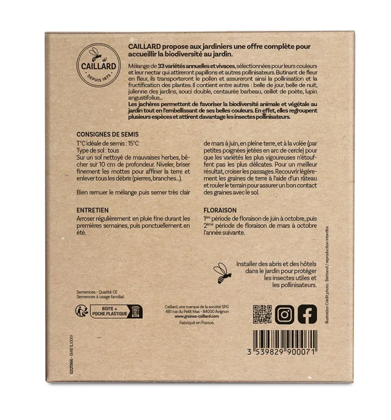 Jachère pour Pollinisateurs 100g+180g vermiculite CAILLARD