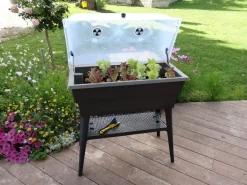 Jardinière double bac sur pieds Calipso Combi 40L gris