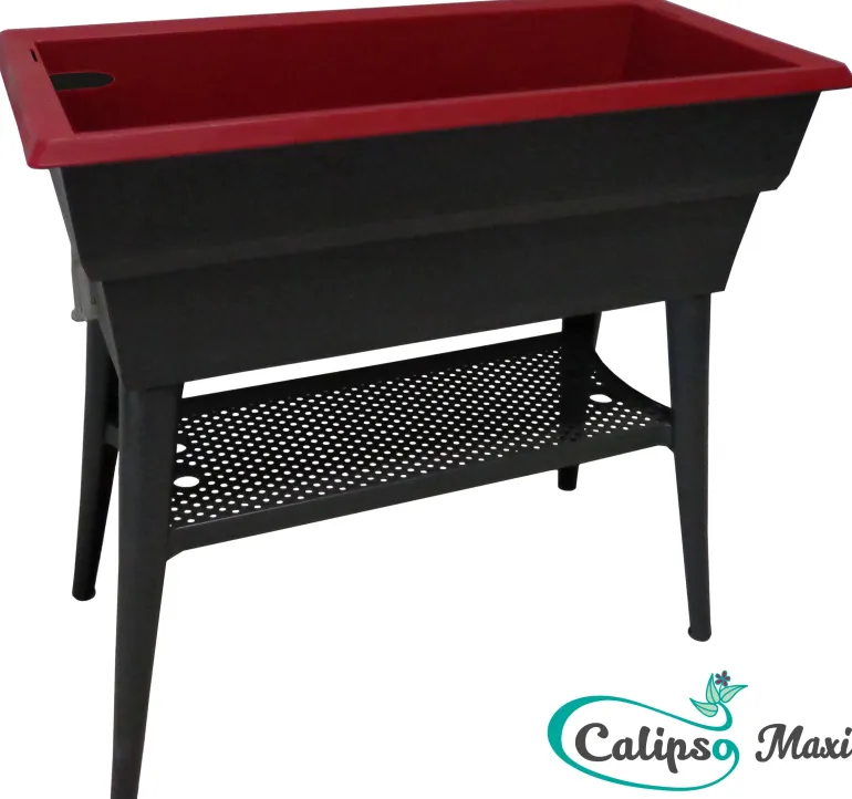 Jardinière avec double bac Calipso Maxi 40L gris/cerise