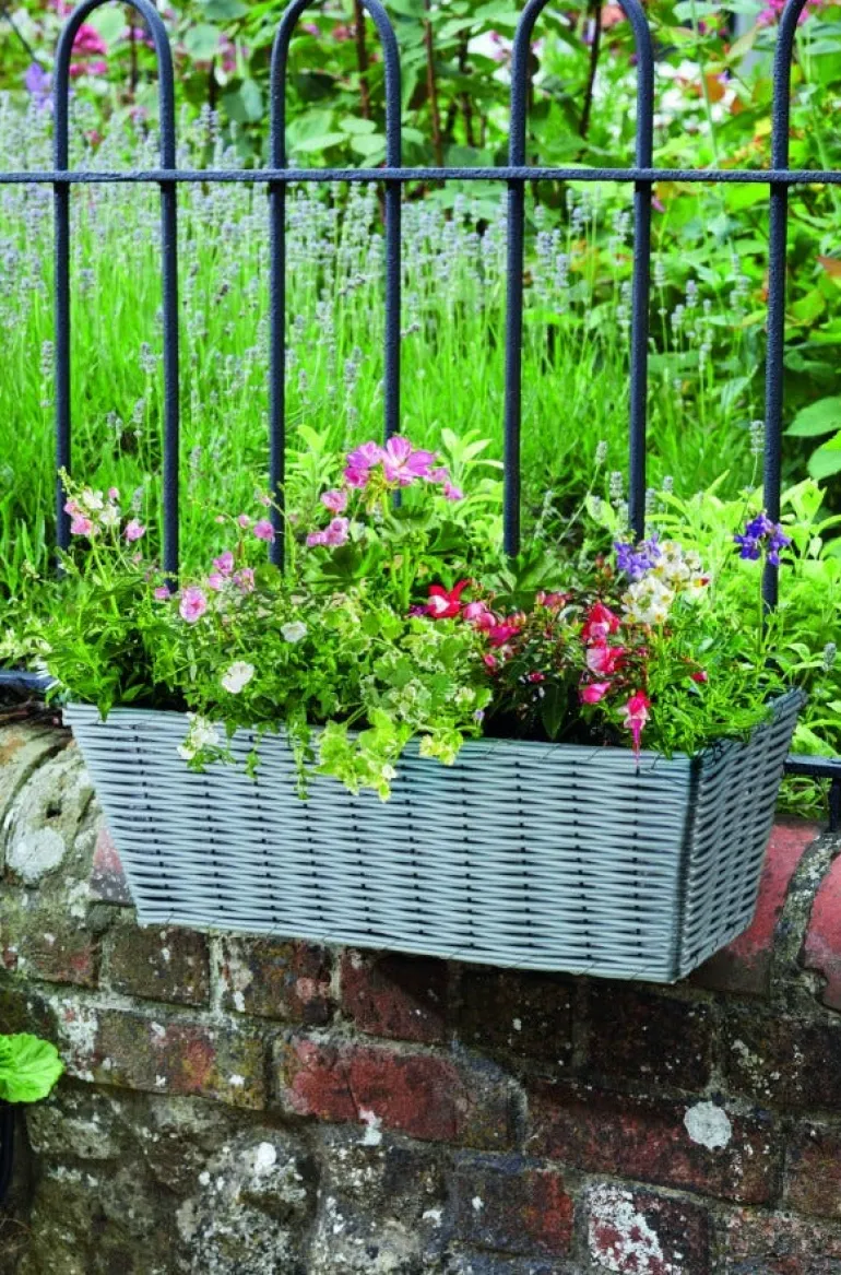 Jardinière Bari en faux rotin gris 48 cm 15L