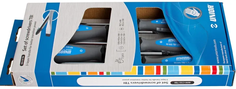 Jeu de 5 tournevis plats et Pozidriv UNIOR
