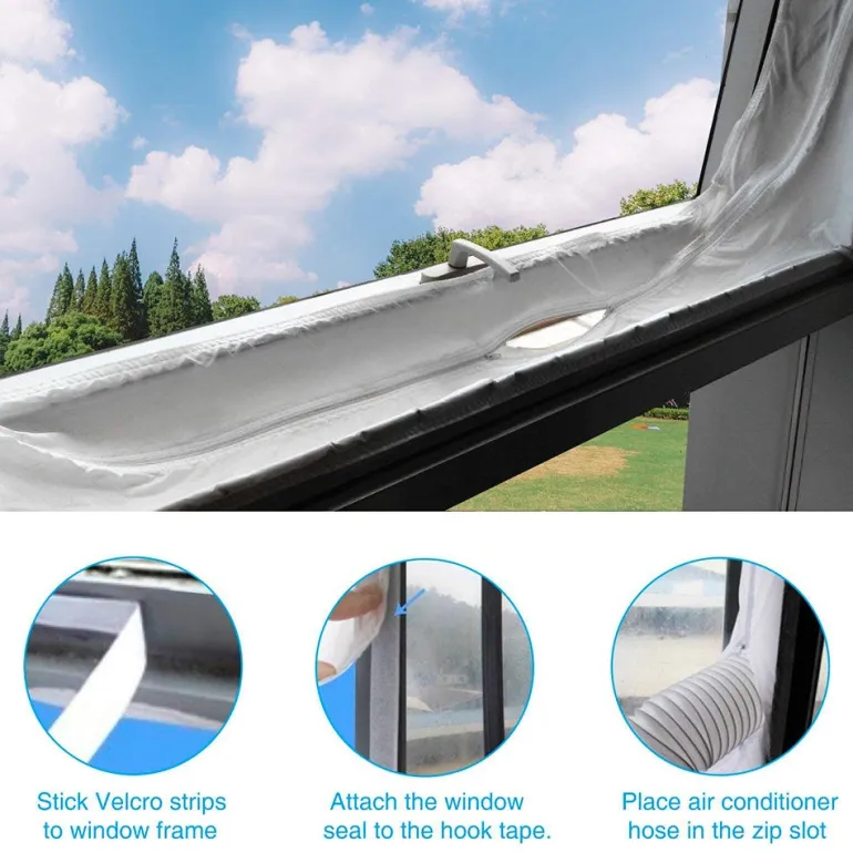 Joint de fenêtre en tissu pour climatisation mobile 4m blanc
