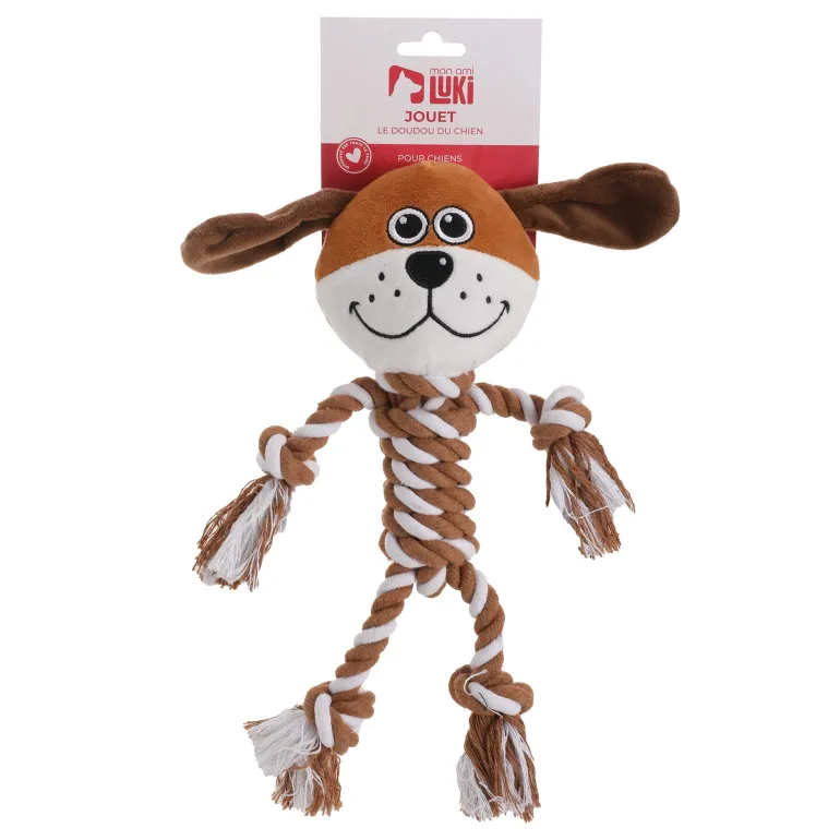 Jouet peluche et corde chien 32 cm