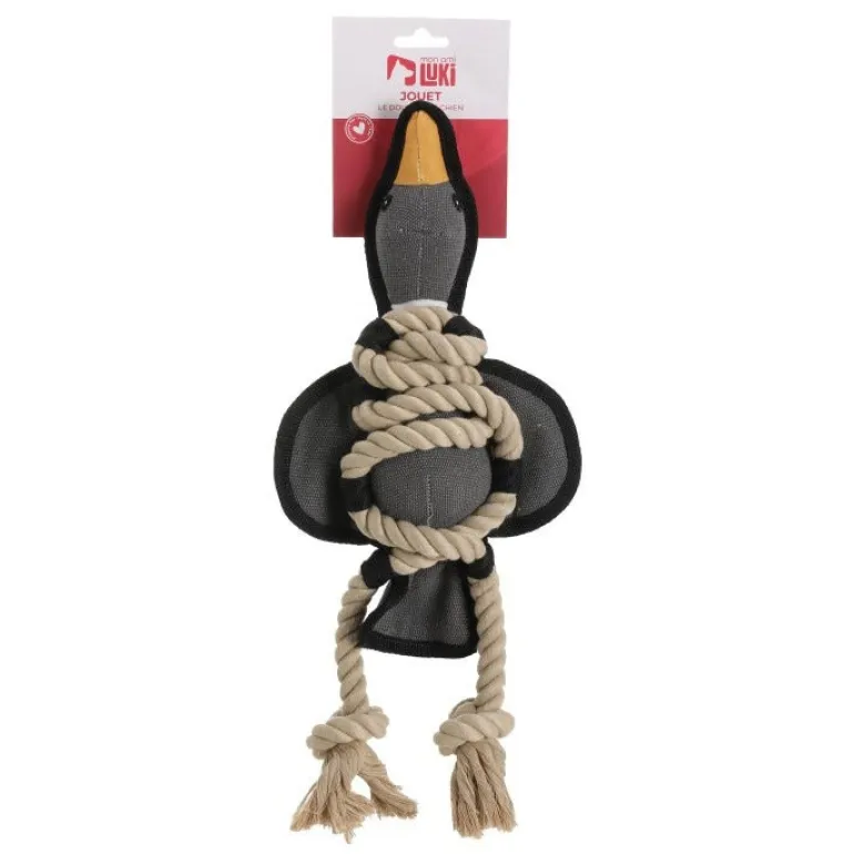 Jouet textile et corde canard 43 cm - Vendu à l'unité