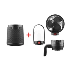 Kit 3 en 1 - ventilateur, lampe torche et lanterne LED noir