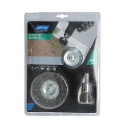 Kit 3 brosses pour perceuse, coupe circulaire, embout NORTON