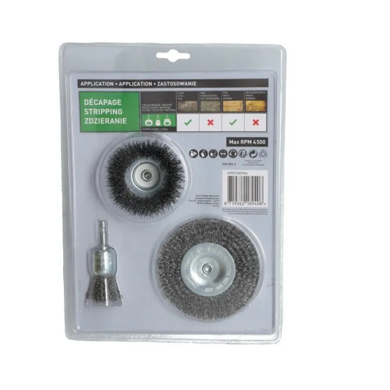 Kit 3 brosses pour perceuse, coupe circulaire, embout NORTON