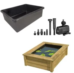 Kit complet bassin Quadro Wood 225L + pompe 900L/h