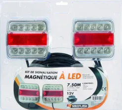 Kit de signalisation arrière LED 12V 7,5m magnétique + fiche