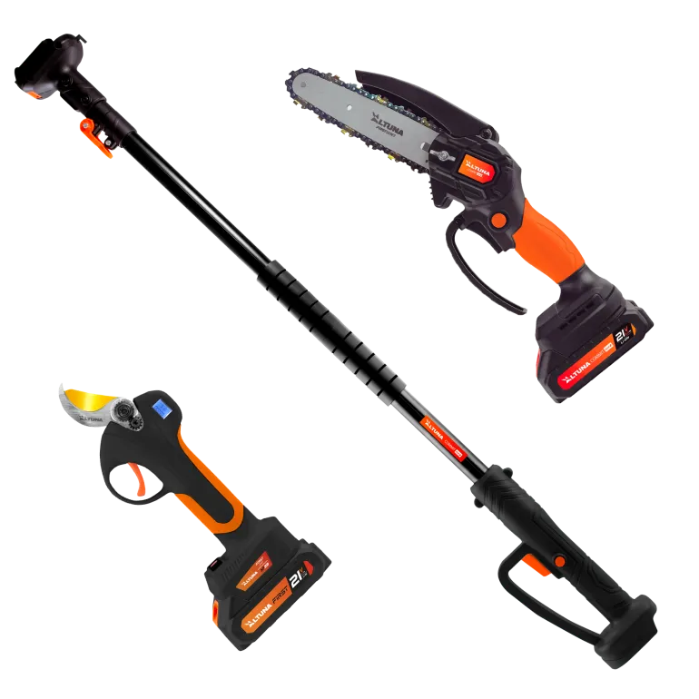 Kit sécateur + tronçonneuse + perche d'extension-2 batteries