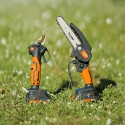 Kit sécateur + tronçonneuse + perche d'extension-2 batteries