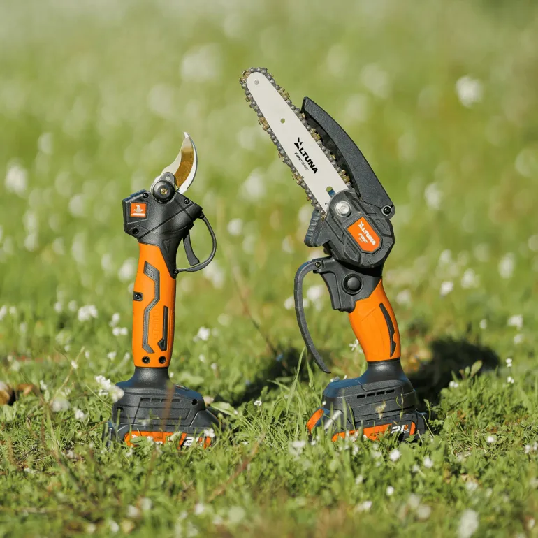 Kit sécateur + tronçonneuse + perche d'extension-2 batteries