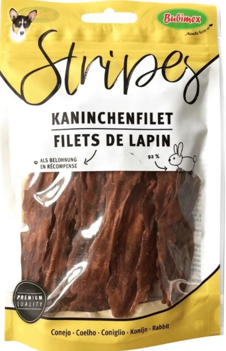 Lamelles de lapin pour chien moyen 100g BUBIMEX