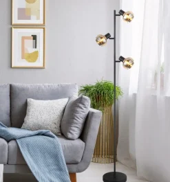 Lampadaire verre métal noir mat 40W 3E14tokki
