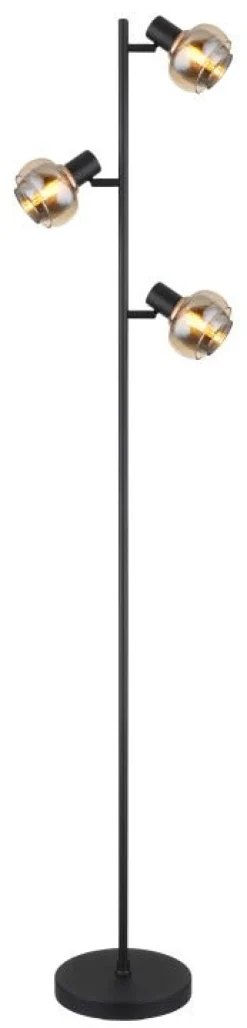Lampadaire verre métal noir mat 40W 3E14tokki