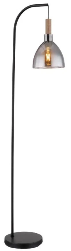 Lampadaire verre métal noir mat 9W E27 mattea