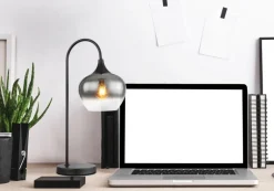 Lampe à poser verre métal noir mat40W E27 maxy