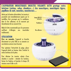 Lampe LED piège à moustiques/insectes volants ACTO