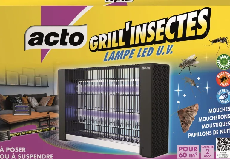 Lampe LED UV Grill'Insectes 60m² à poser ou suspendre ACTO
