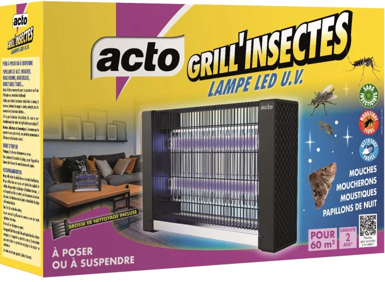 Lampe LED UV Grill'Insectes 60m² à poser ou suspendre ACTO