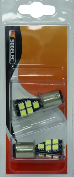 Lampe poirette LED 12V 3W BAY15d (x2)