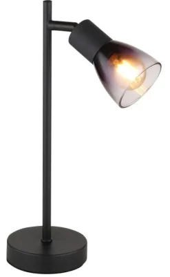 Lampe à poser verre fumé 25W E14 noir mat