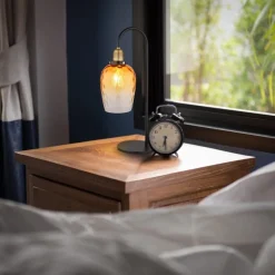 Lampe à poser verre métal noir mat 60W E27 salvy