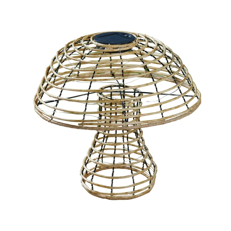 Lampe solaire Champignon faux rotin M