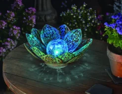 Lanterne solaire Lotus Damasque vert de gris 8 cm