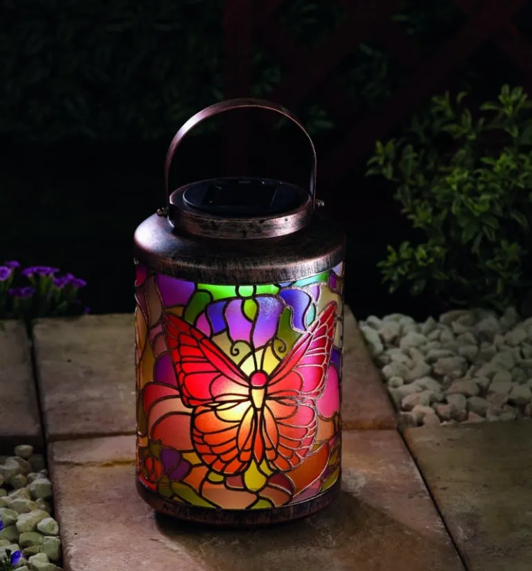 Lanterne solaire Tiffany Papillon