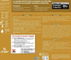 Lasure bois extérieur protection classique chêne dore 5L V33