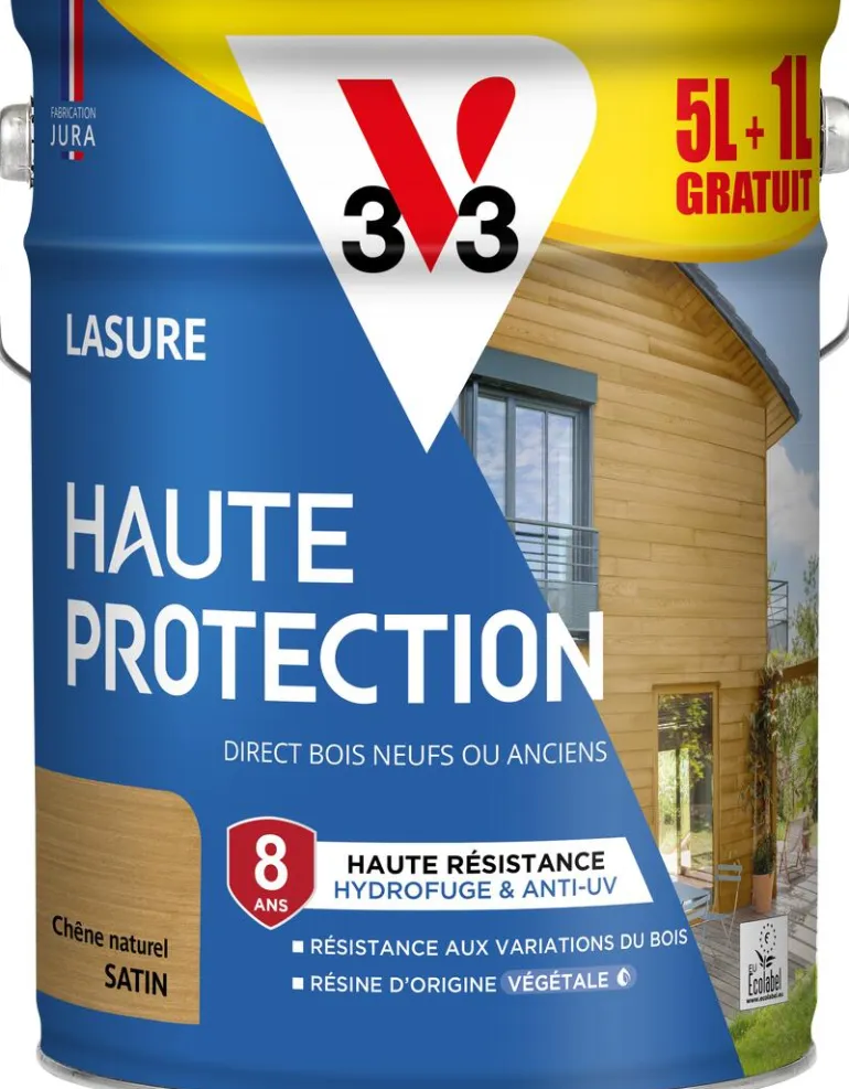 Lasure haute protection biosourcée chêne naturel 6L V33