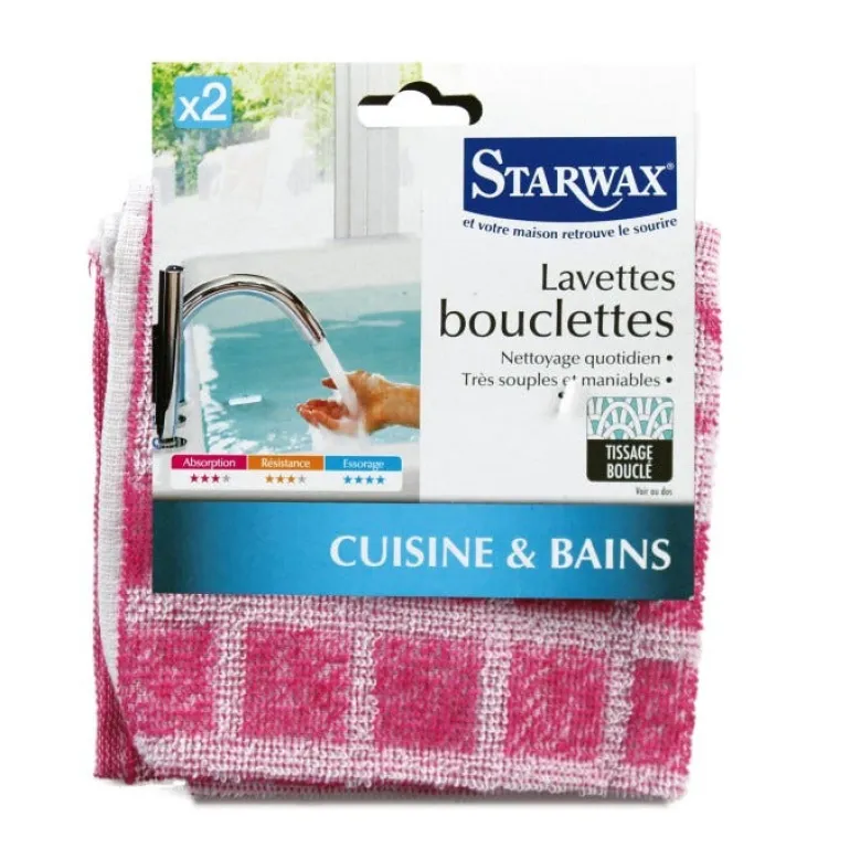 Lavette bouclette couleur assortie (x2) STARWAX