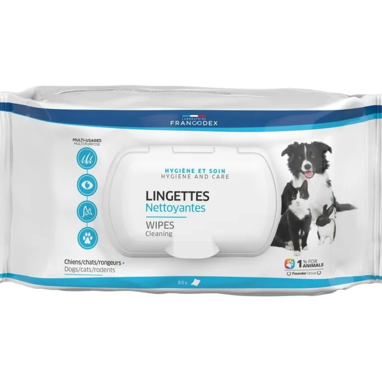 Lingettes nettoyantes multi-usage pour chien et chat (x80)