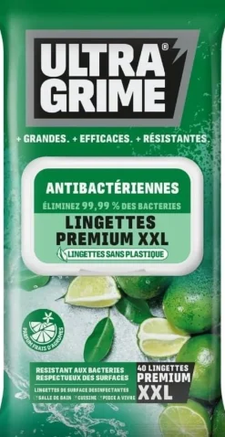Lingettes XXL antibactériennes Ultra Grime (x40)