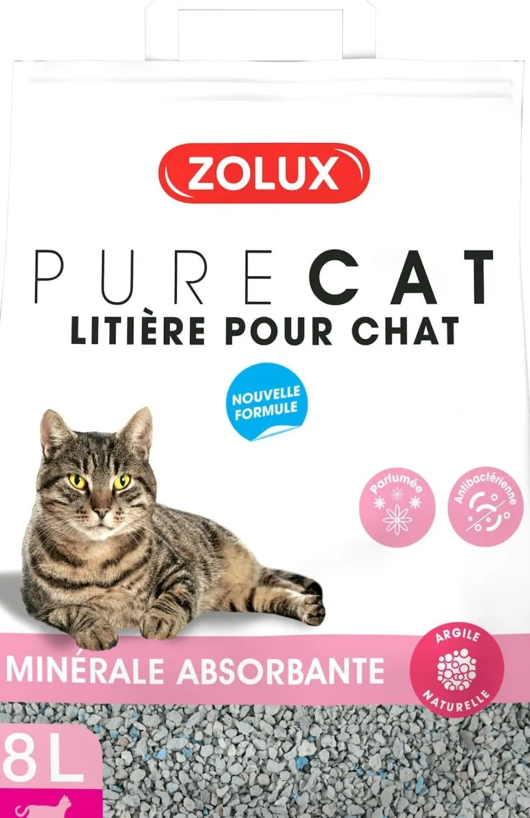 Litière minérale absorbante parfumée Purecat 8L ZOLUX