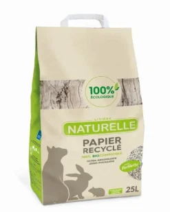 Litière végétale papier recyclé Perlinette pour chat 25L